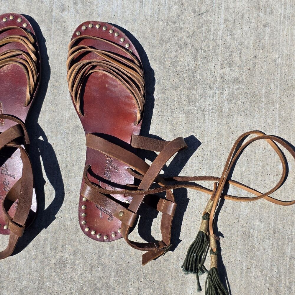 Free People Safari Willow Women's EU 40 Gladiator Sandals Brown Leather Studded - Picture 4 of 6